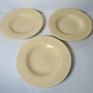 Pottery Barn Sausalito Pale Yellow 10" Salad Plates Set of 3 Hand painted